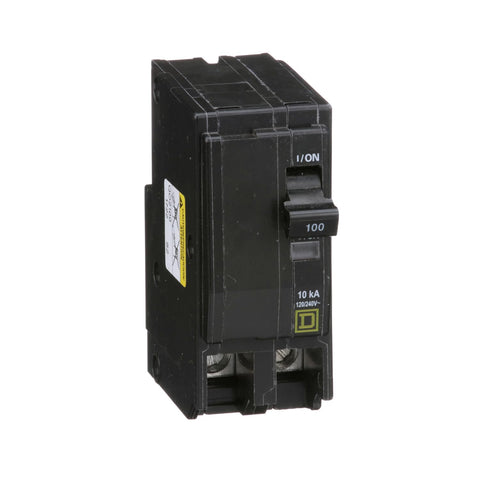 Square D QO2100CP front view shows compact two-pole design for reliable home protection.