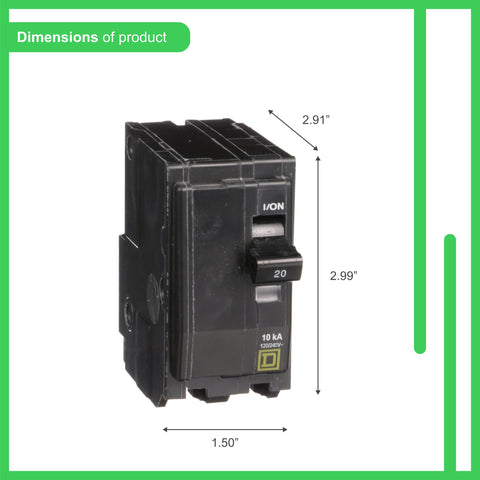 Square D QO220CP Visi-Trip indicator shows trip status at a glance