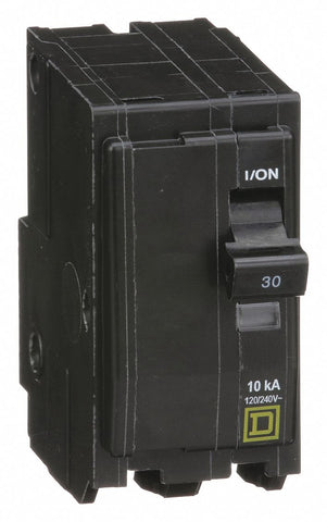 Square D QO230 front view, 30 A, 120/240 VAC breaker for panel protection