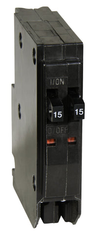 Square D QOT1515CP tandem breaker front view for compact panel protection and easy wiring.