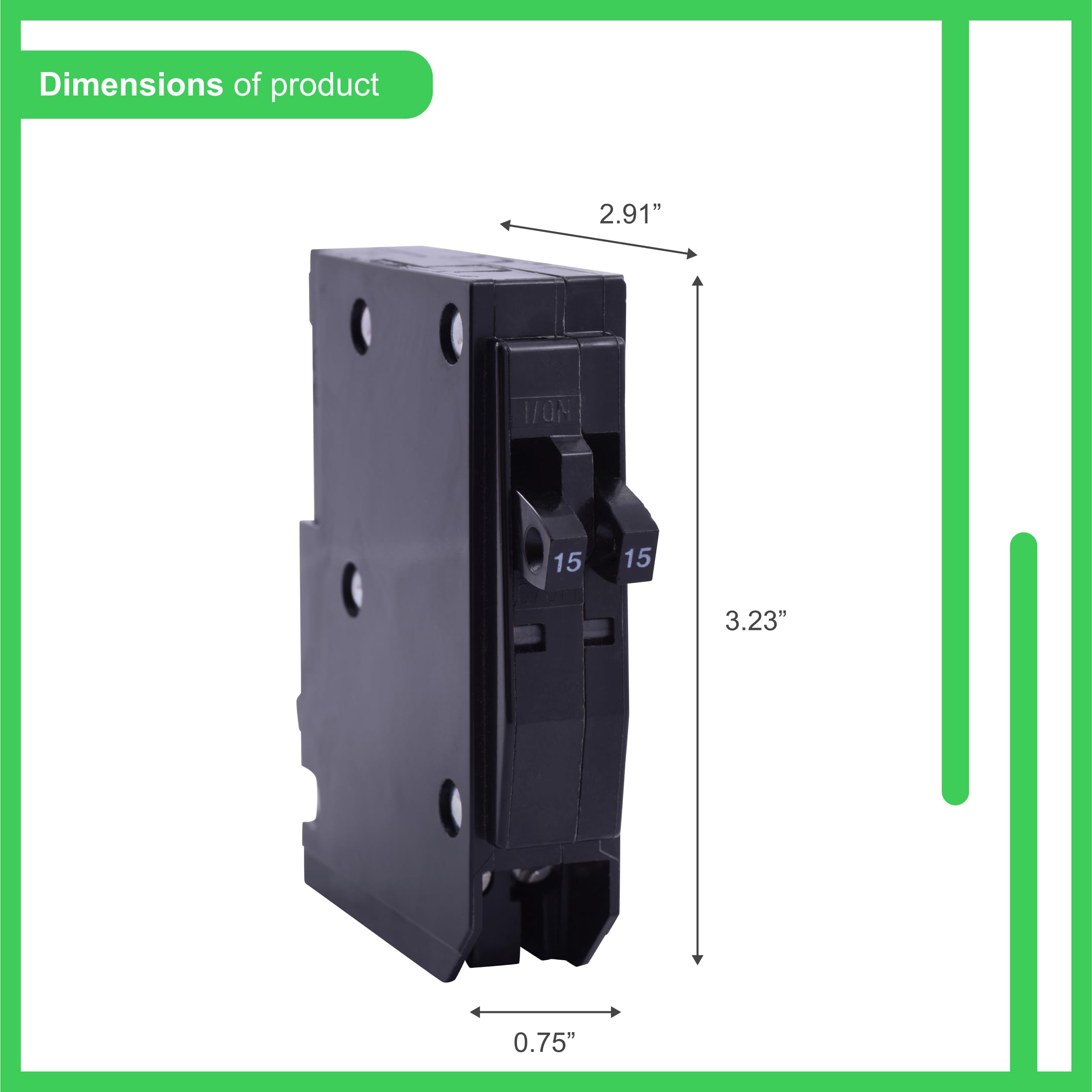 Square D QOT2020CP with Visi-Trip indicator visible to identify a tripped breaker.
