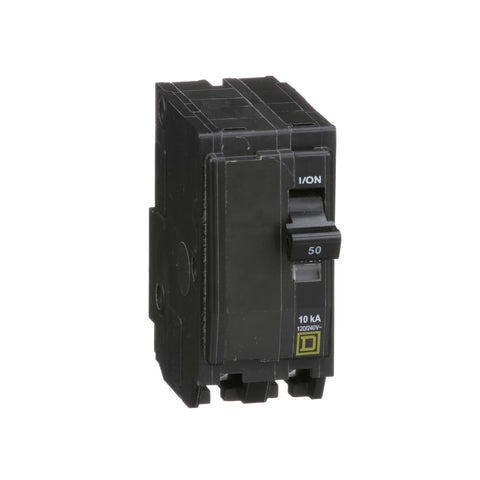 Square D Qwik Open 50A breaker in-panel view showing protection for home electrical systems.