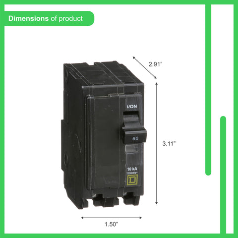 Square D Qwik-Open 60A installed in a panel for quick two-space mounting.
