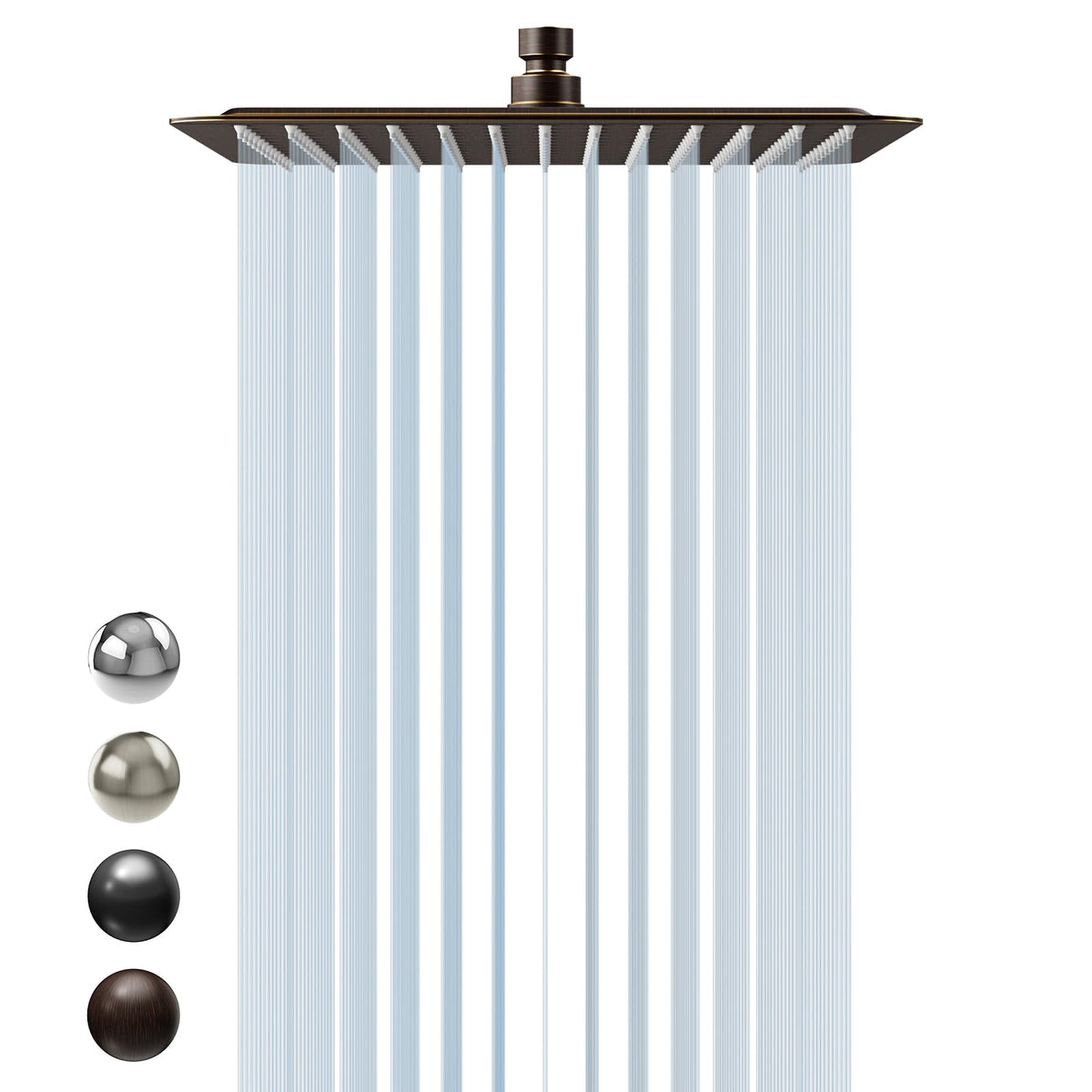 SR SUN RISE 12-inch brass rain shower head angled view for full-body coverage.