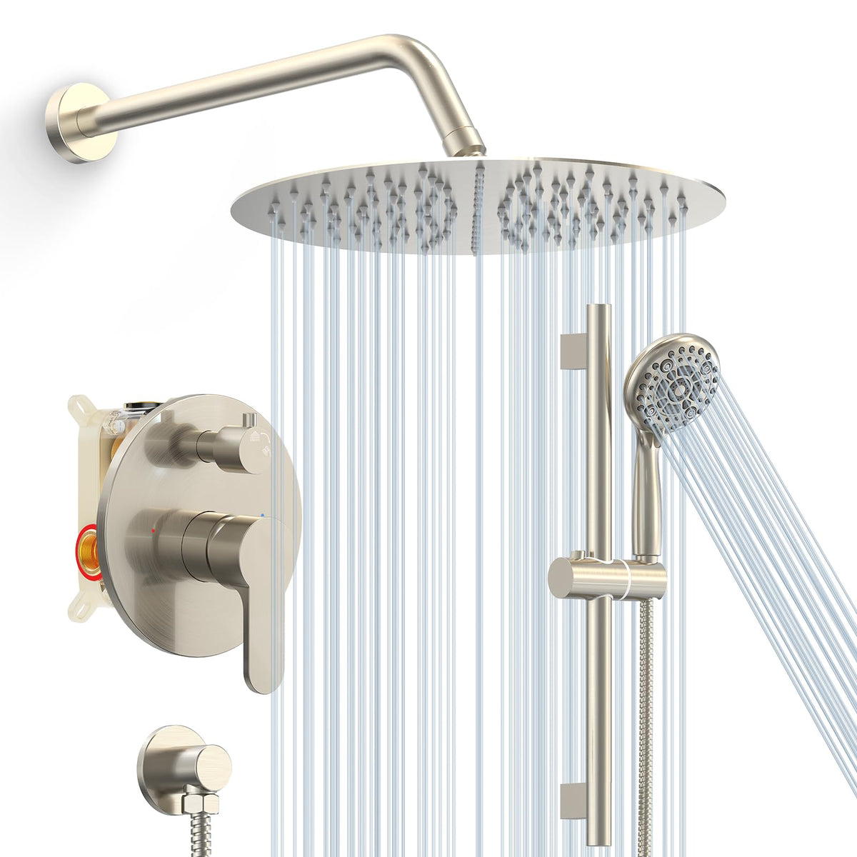 SR SUN RISE 12-inch rain shower head delivers spa-like rainfall for refreshing showers
