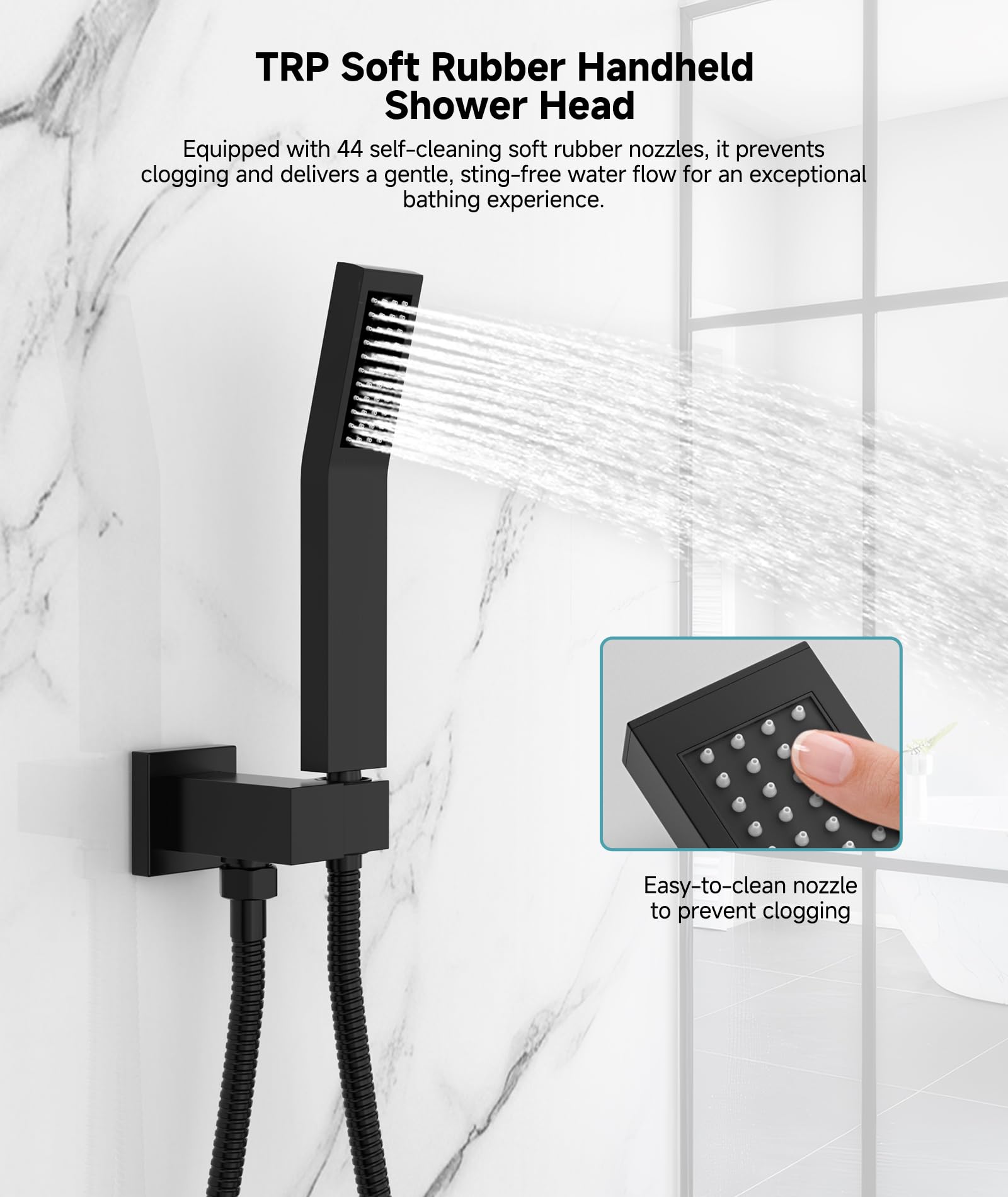 SR SUN RISE 304 stainless steel showerhead resists rust and shines.