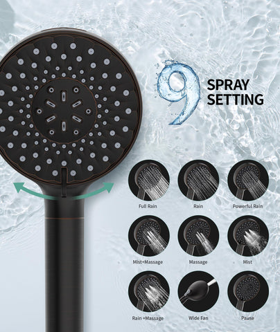 SR SUN RISE eight spray settings for customizable shower experiences.