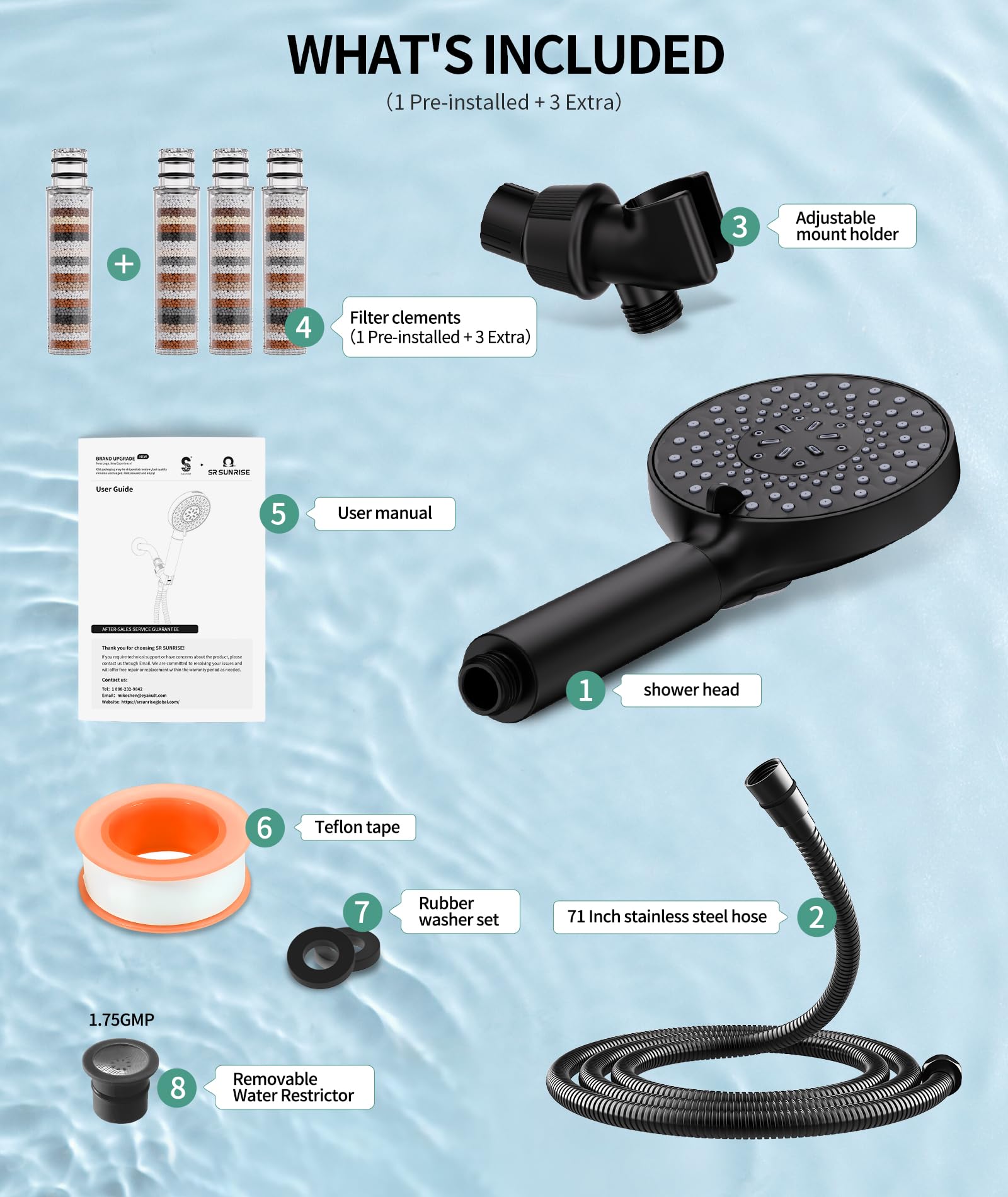 SR SUN RISE easy 5-minute installation with universal G1/2 inch thread.