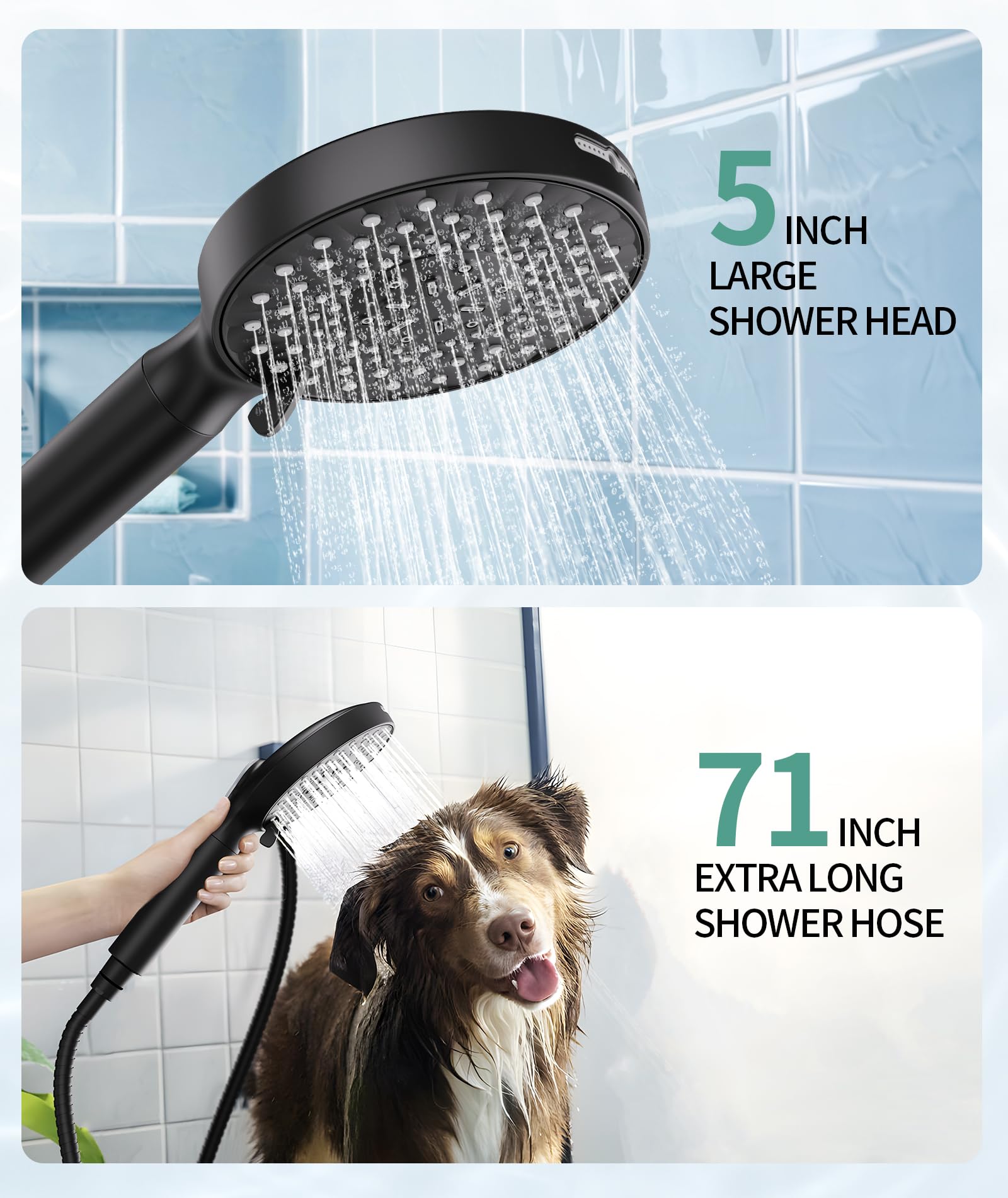 SR SUN RISE eight spray settings offer massage, rain, and cleansing options