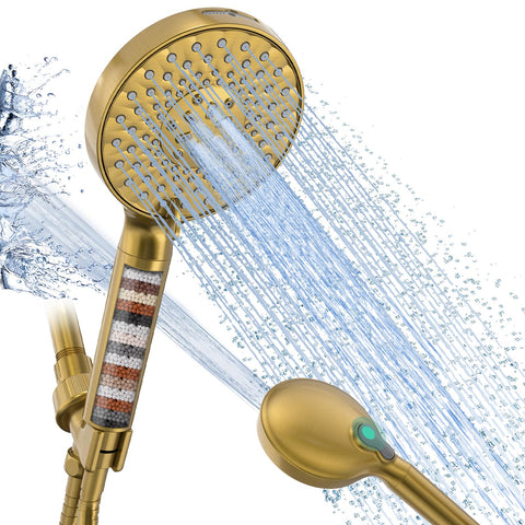 SR SUN RISE filtered handheld shower head in brushed gold for a cleaner water experience