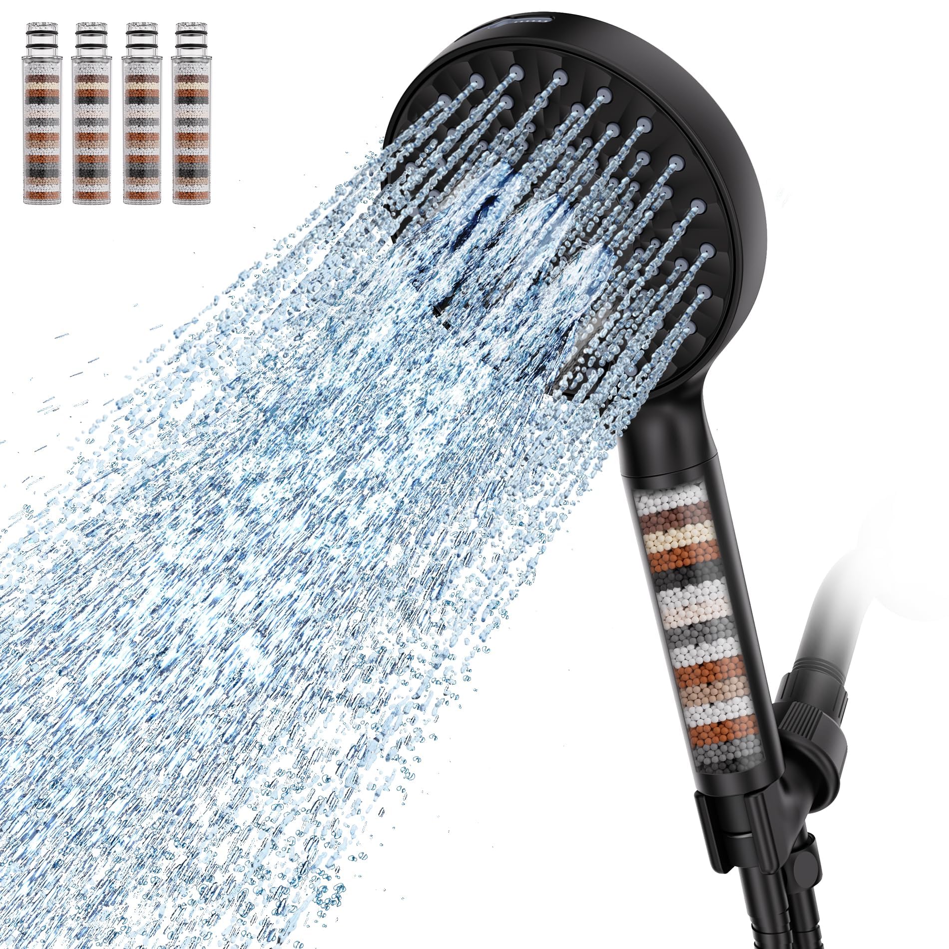 SR SUN RISE filtered handheld shower head with long hose for family use.