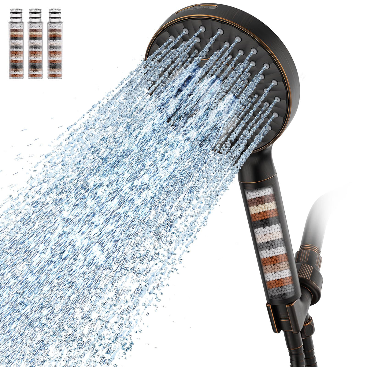 SR SUN RISE filtered shower head with high-pressure boost for powerful rinses