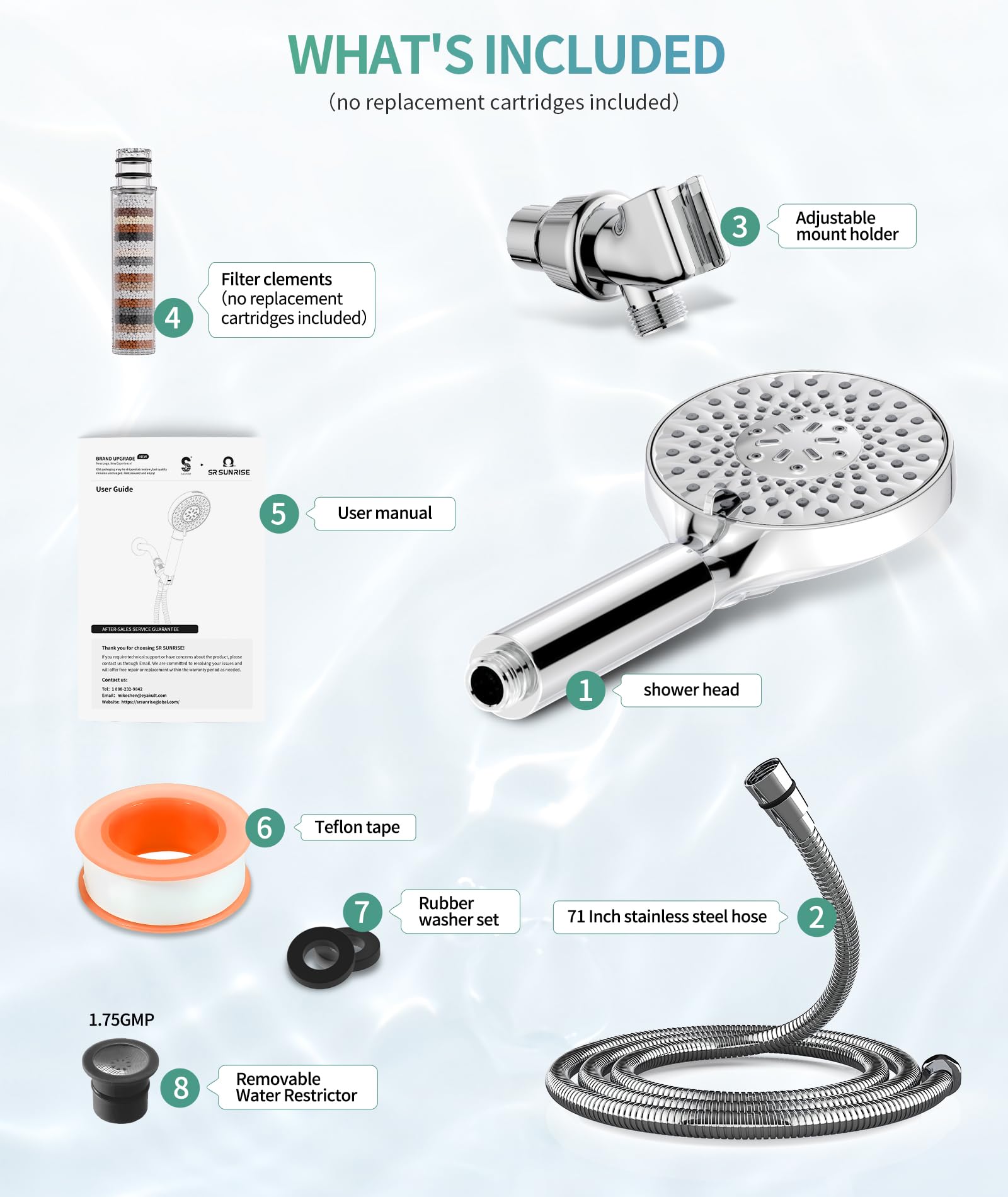 SR SUN RISE filtration system chrome housing keeps lead-free design