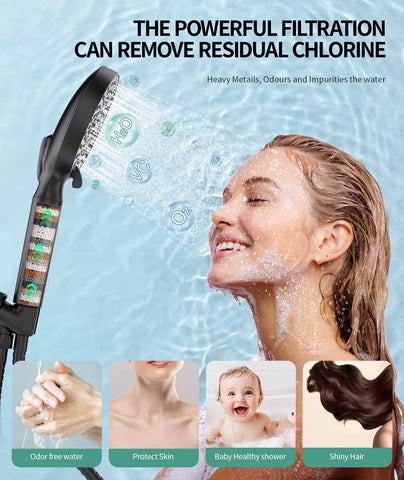 SR SUN RISE KDF and maifanstone filter layer removes chlorine and metals for clearer water