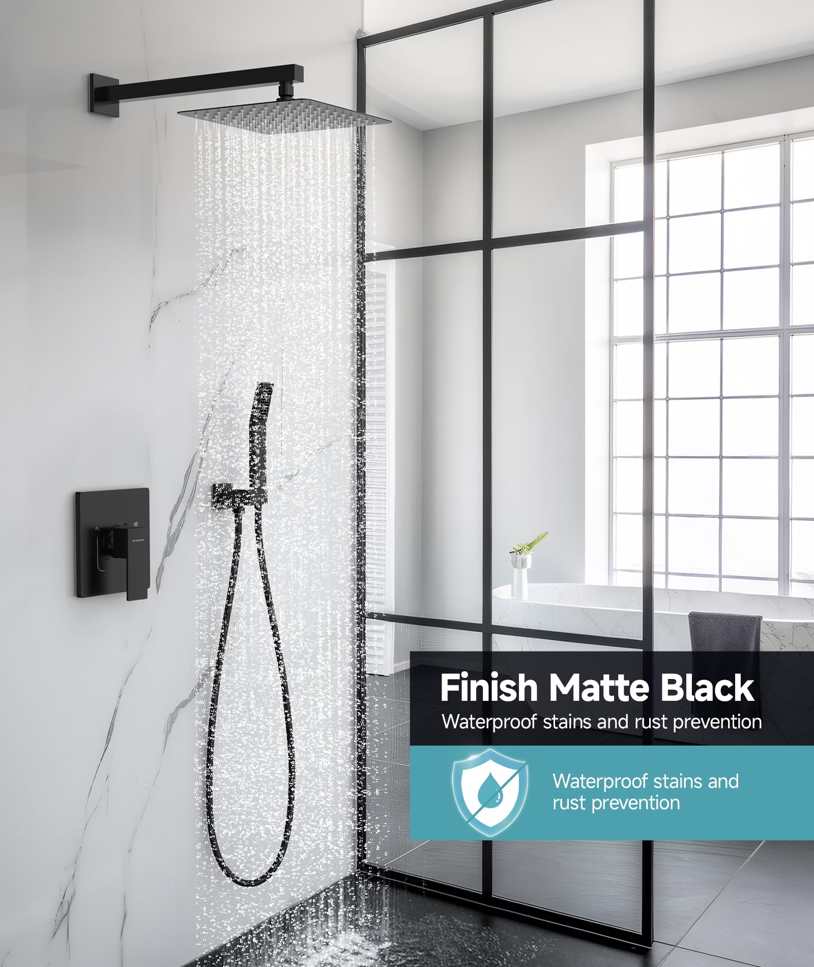 SR SUN RISE matte black wall-mounted faucet set for stylish, easy access.