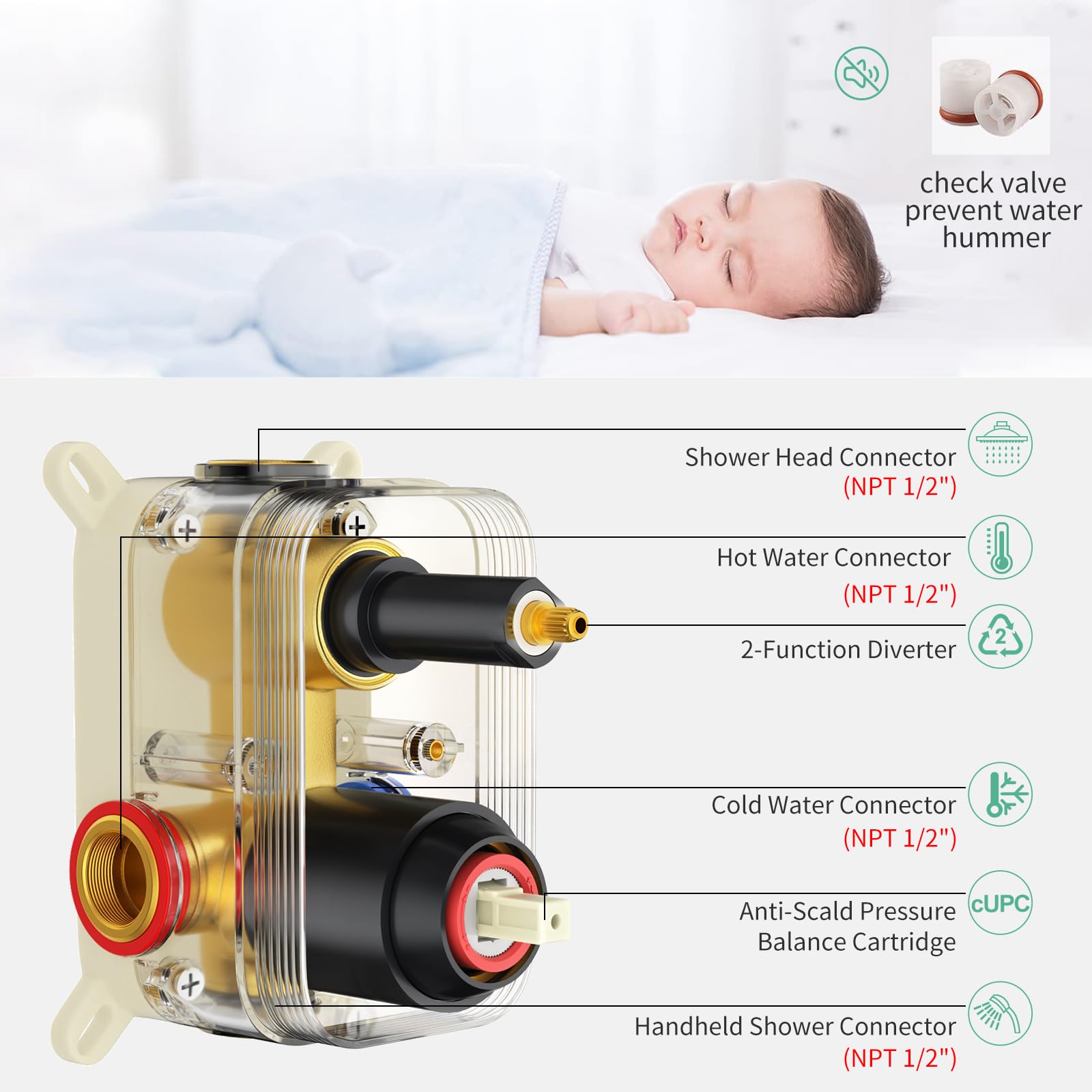 SR SUN RISE control knob and handle enable easy temperature and flow control.