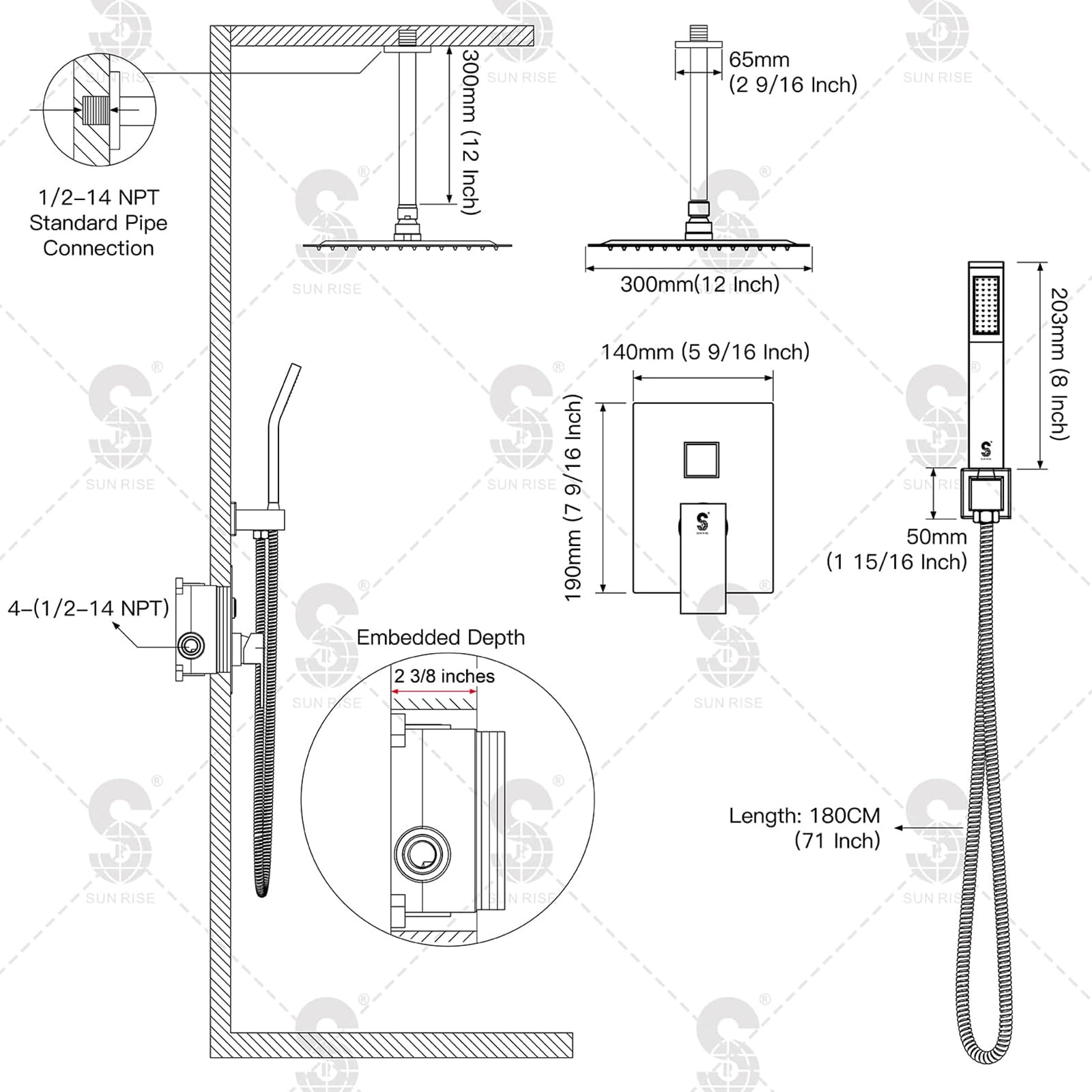 SR SUN RISE pressure balance valve maintains steady temperature