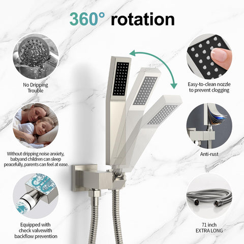 SR SUN RISE 16-inch shower arm for stable, precise water direction