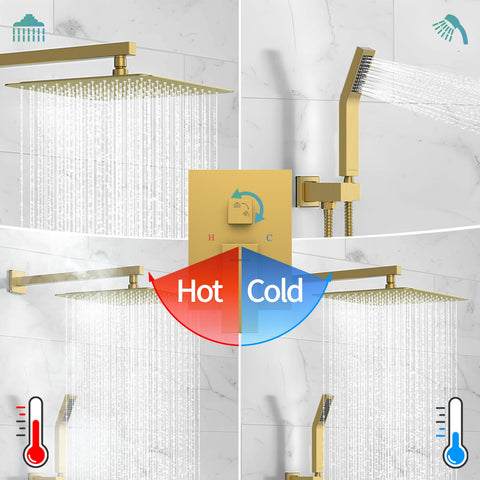 SR SUN RISE shower bracket brushed gold supports the system securely