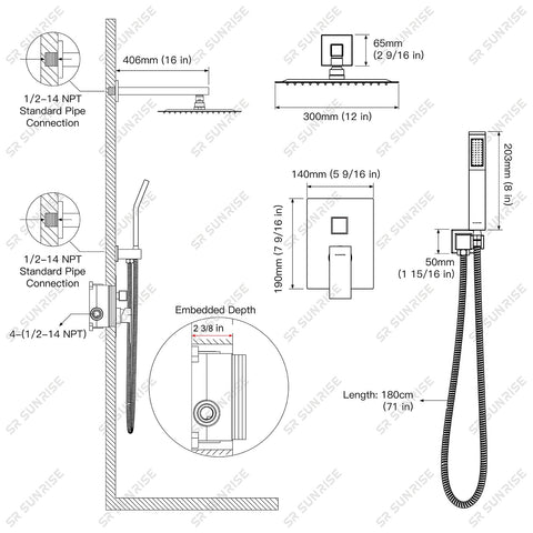 SR SUN RISE shower handle offers precise flow control