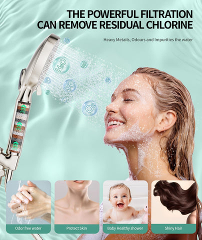 SR SUN RISE water-softener beads reduce mineral buildup for smoother skin and hair.