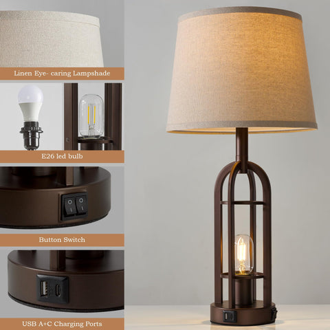 SRJJA lamp on a bedside nightstand for cozy bedroom lighting