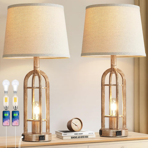 SRJJA table lamp with dual-light top for versatile living room use
