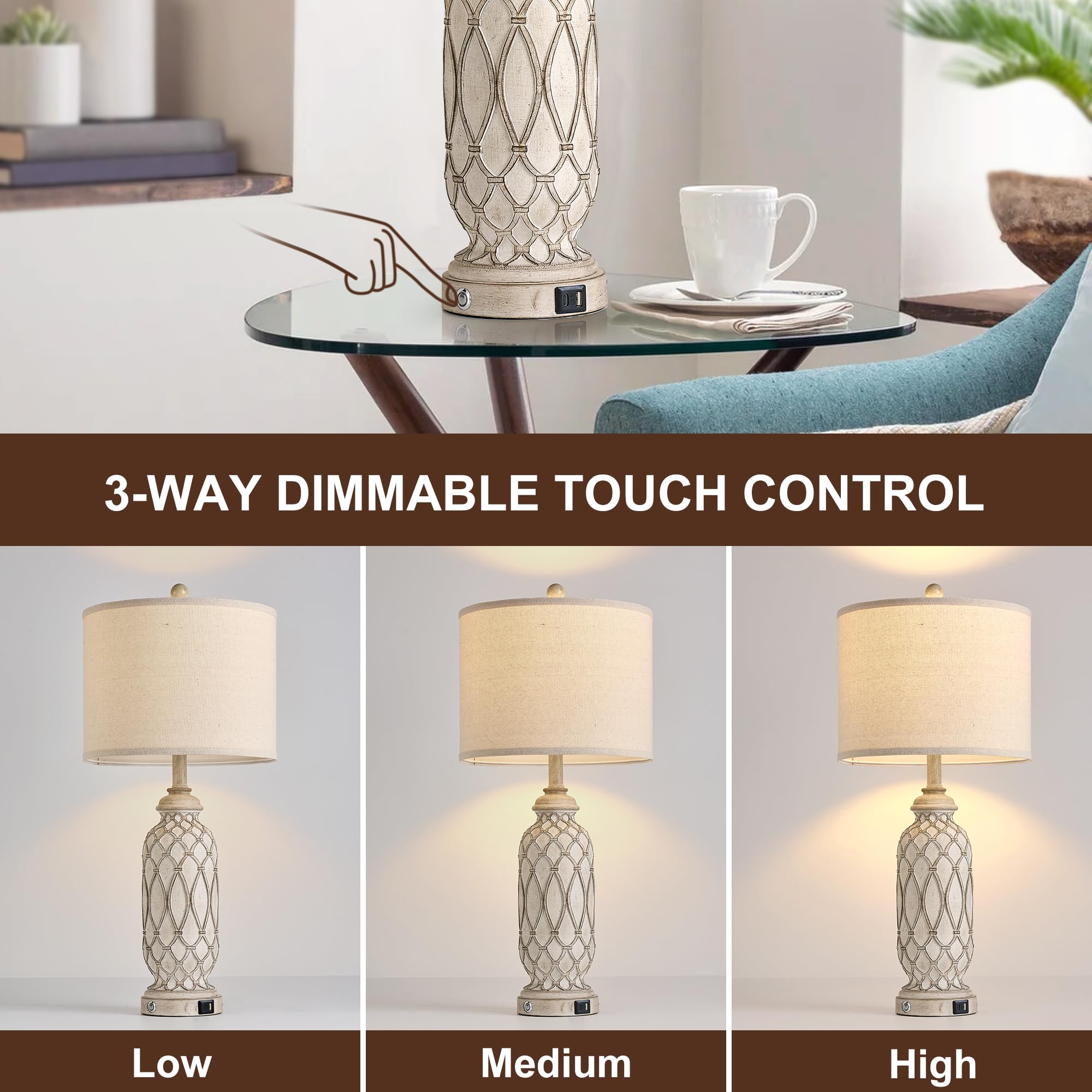 SRJJRS 28-inch bedside lamp in use adding ambient bedroom lighting