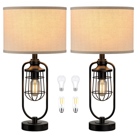 SRJJRS bedside lamps on nightstands enhance cozy bedroom decor.