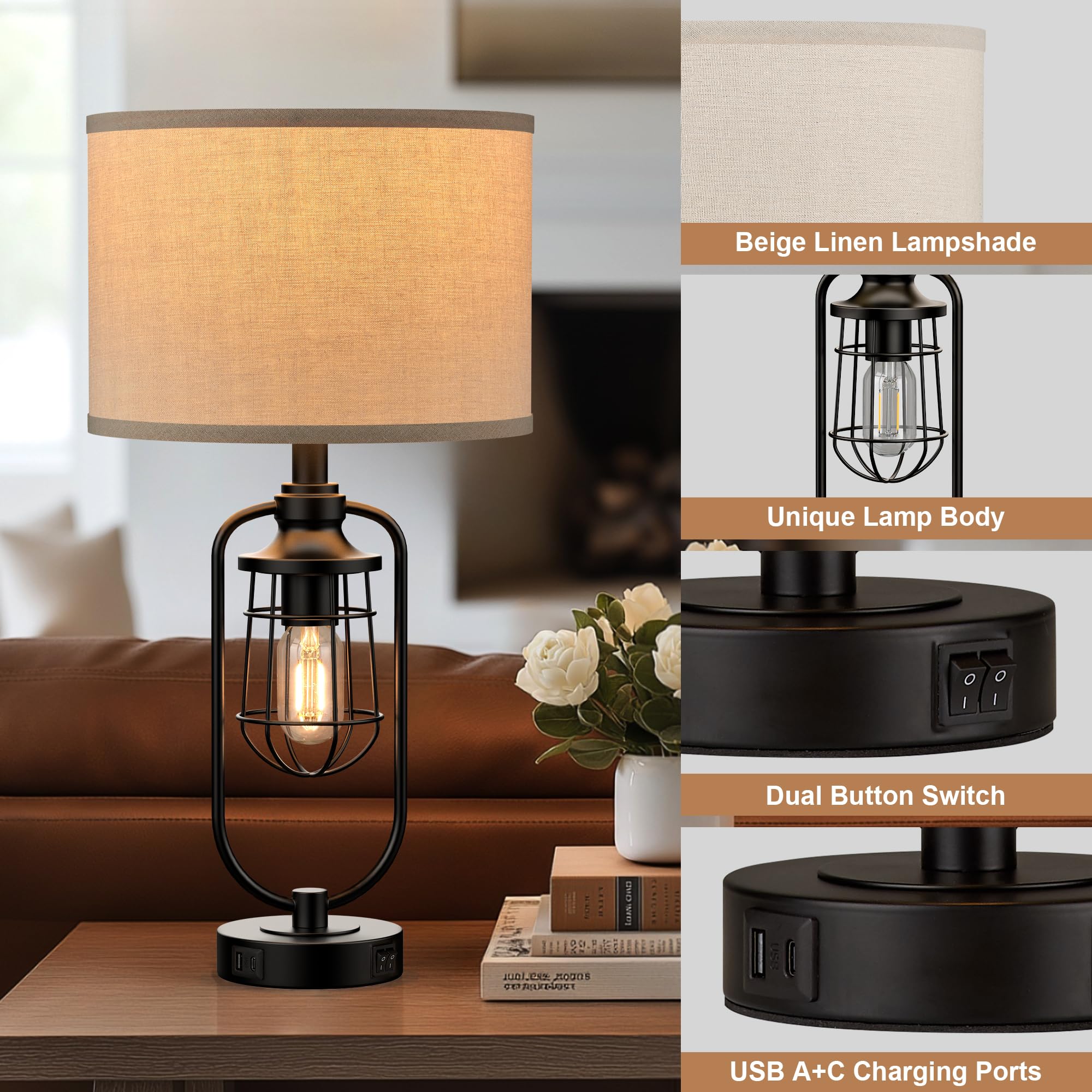 SRJJRS bulbs included for instant warm 3000K illumination.