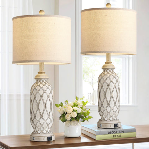 SRJJRS farmhouse table lamp assembly showing quick setup for bedside style