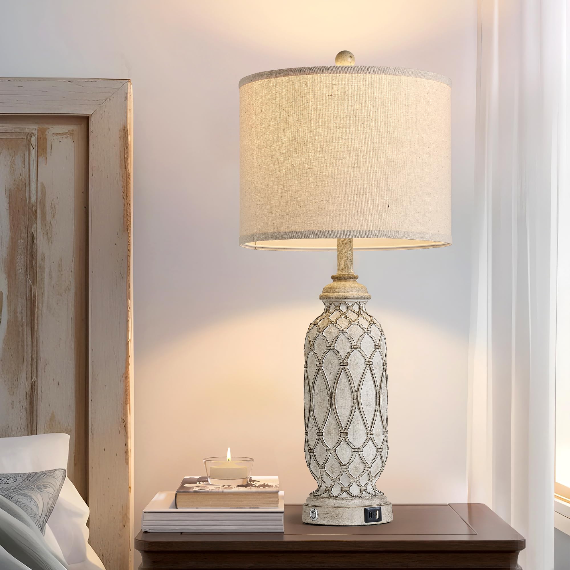 SRJJRS lamp shade close-up highlighting linen texture for warm lighting