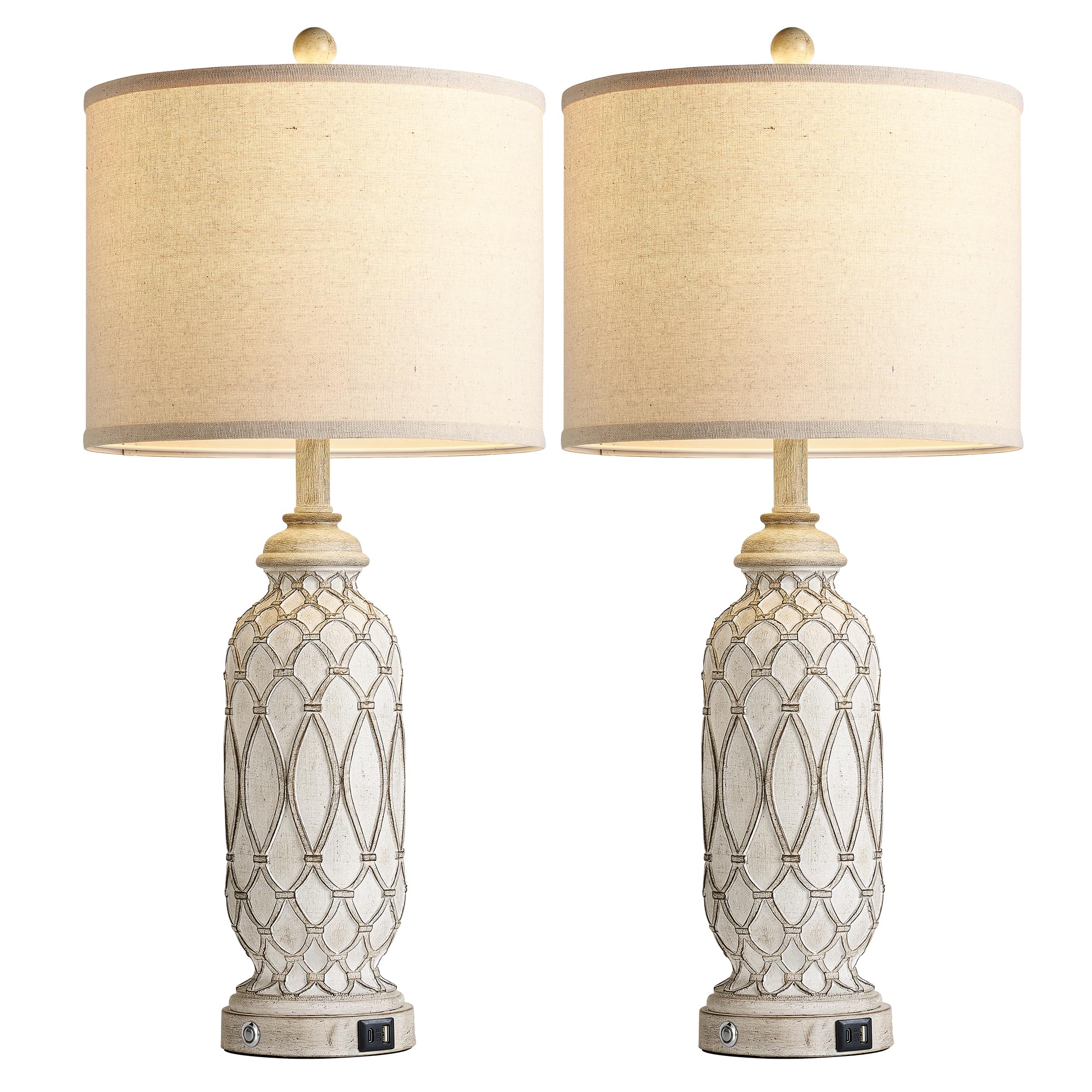 SRJJRS linen drum shade detail with soft, diffused light