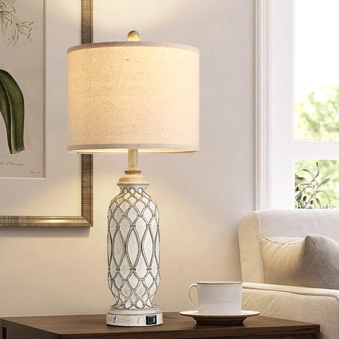 SRJJRS table lamp with USB ports for convenient night charging