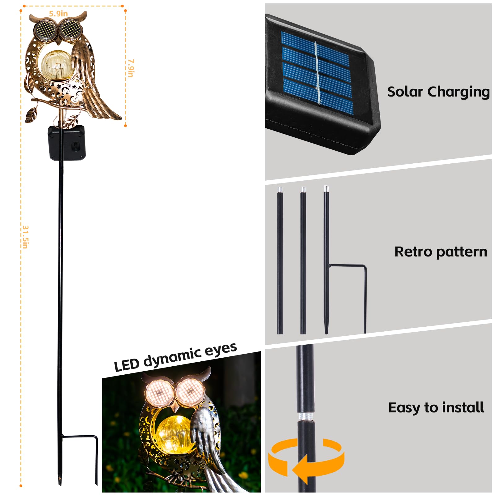 SRNPMIU owl garden decor lights pathways with whimsy