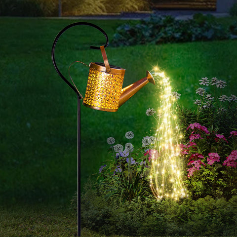 SRNPMIU solar watering can light front view for outdoor ambience