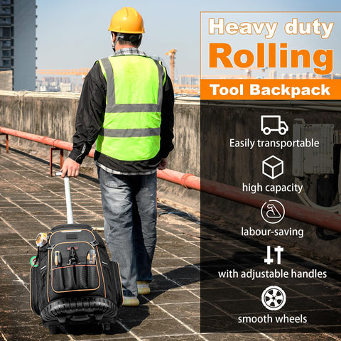 Srotek tool backpack 1680D fabric and molded bottom highlight durability