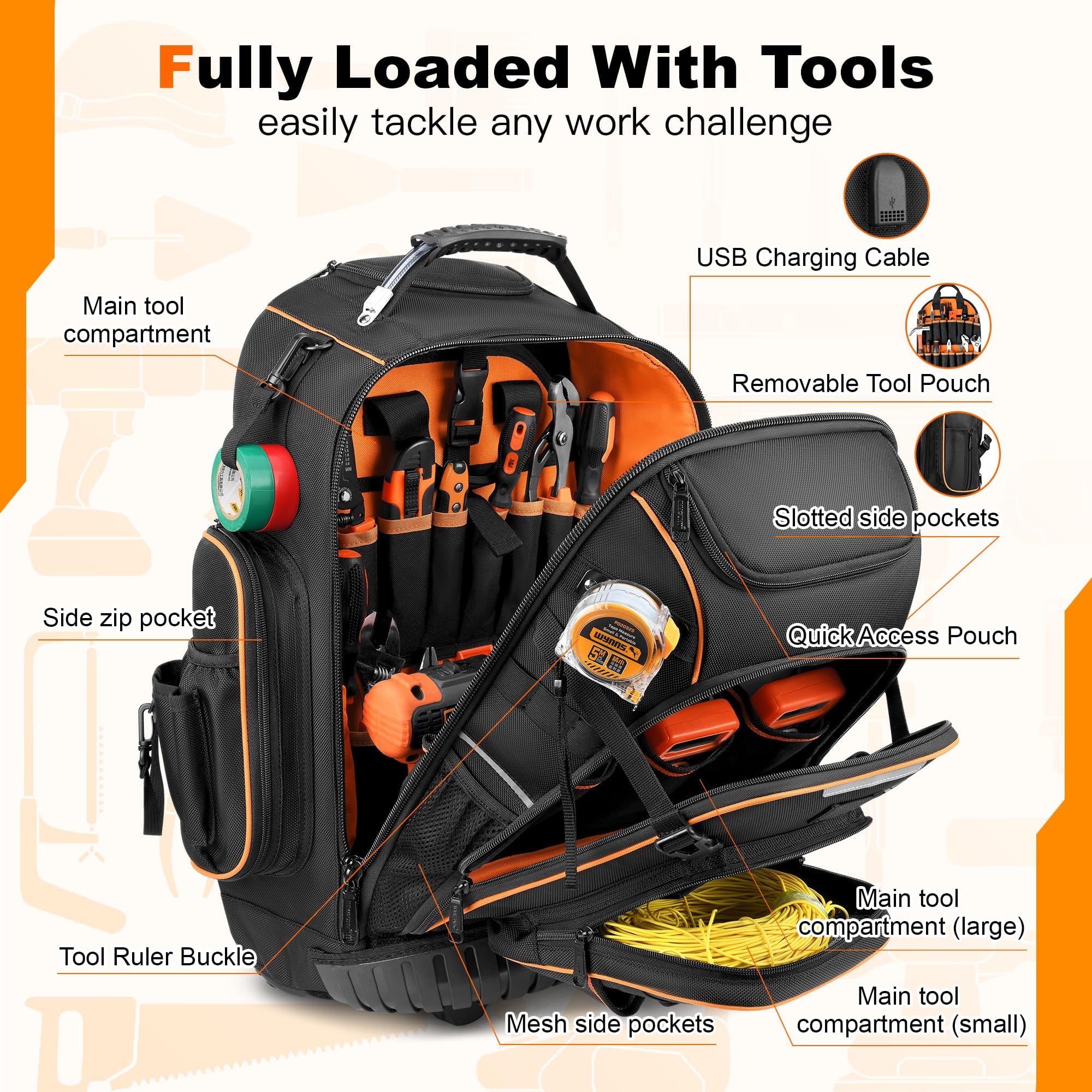 Srotek tool backpack features hidden shoulder straps staying clean in trolley mode