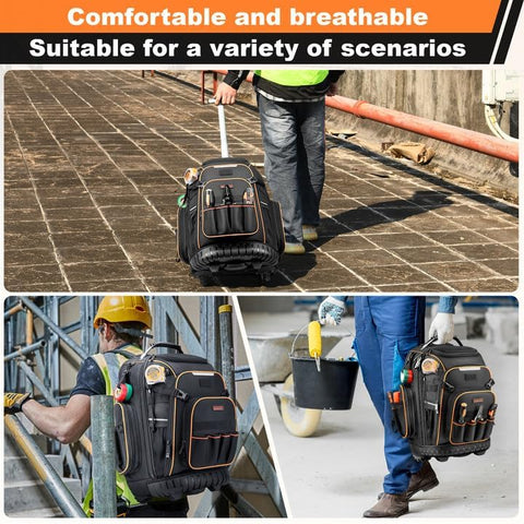 Srotek tool backpack password lock and USB port add security and on-the-go charging