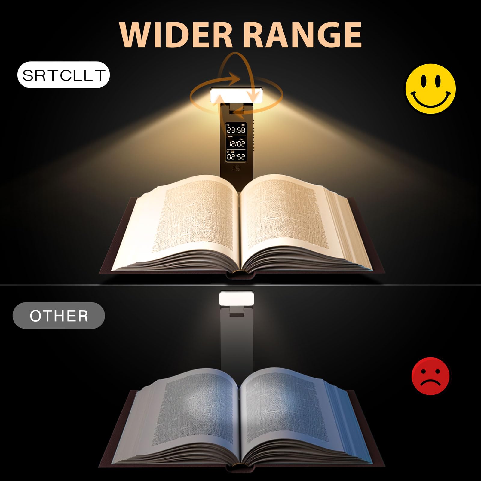 SRTCLLT book light rechargeable via USB-C for long runtimes