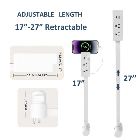 SRXBYWS extendable power strip with 17–28 inch reach for flexible placement