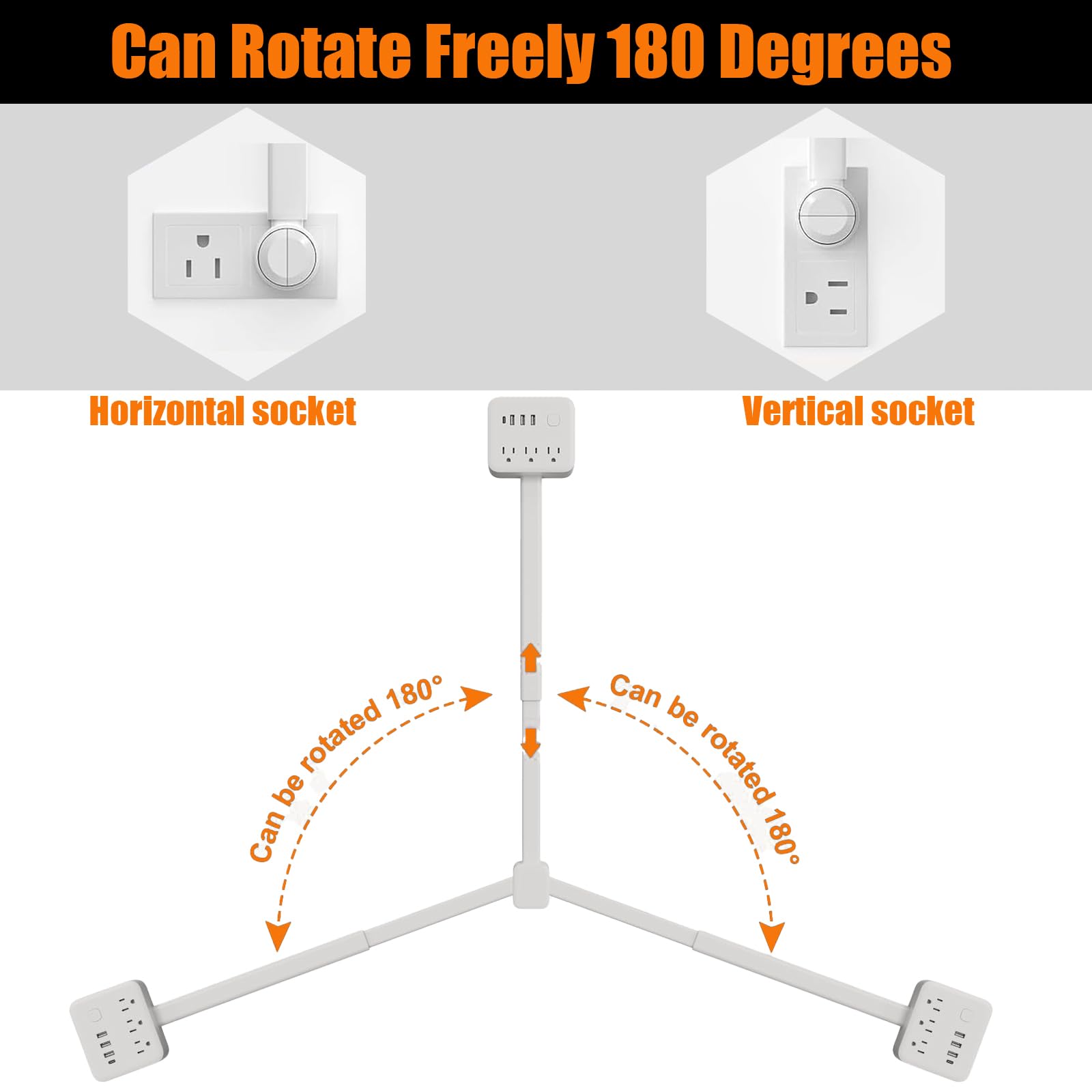 SRXBYWS Outlet Extender Stick with 3 AC outlets supports multitasking