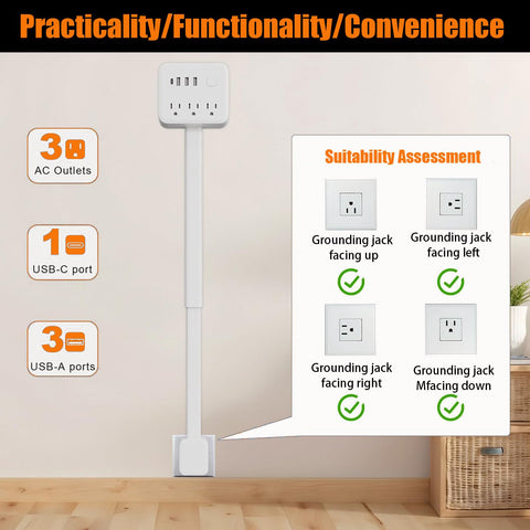 SRXBYWS Outlet Extender Stick built-in power switch enhances daily safety
