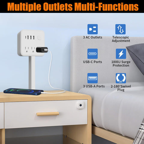SRXBYWS Outlet Extender Stick includes USB-C port for modern gadgets