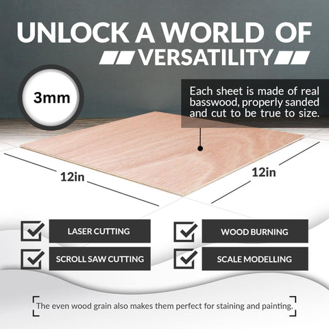 SS Custom basswood sheets 12x12 with a poplar core for stability