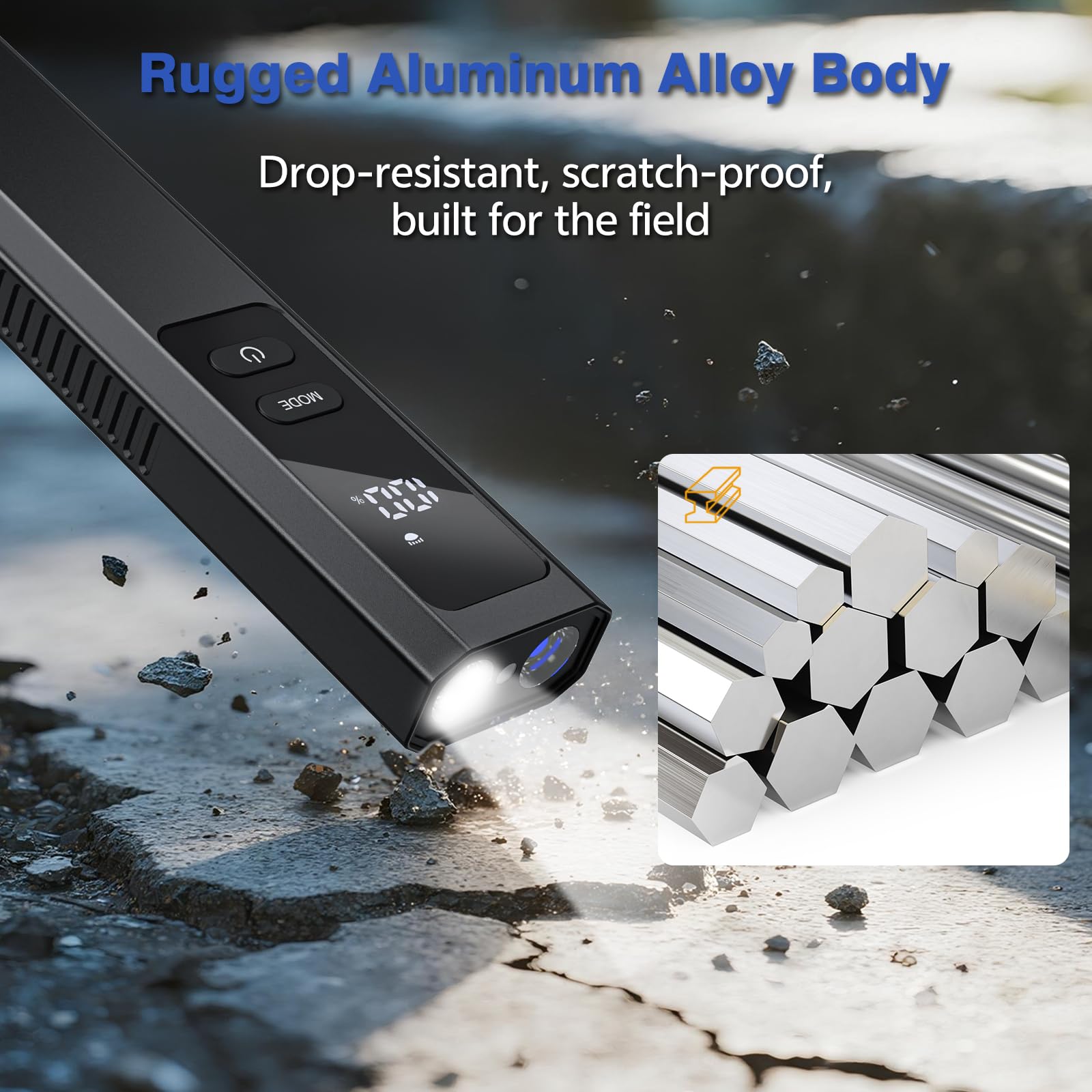 SSPONT EDC Flashlight all-aluminum body withstands drops and rugged use