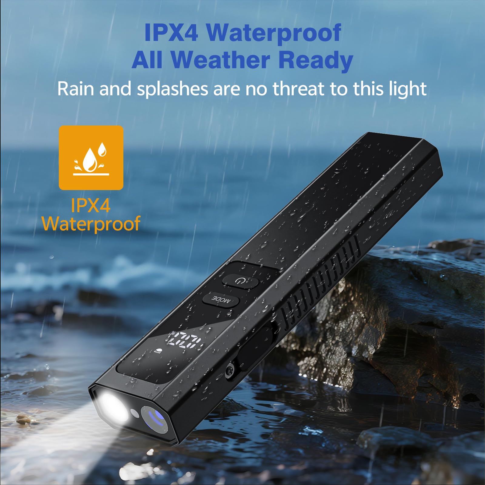 SSPONT EDC Flashlight IPX4 splash resistance supports outdoor use in rain