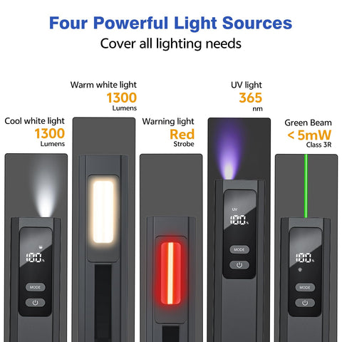 SSPONT EDC Flashlight on side with magnetic mount enables hands-free inspections