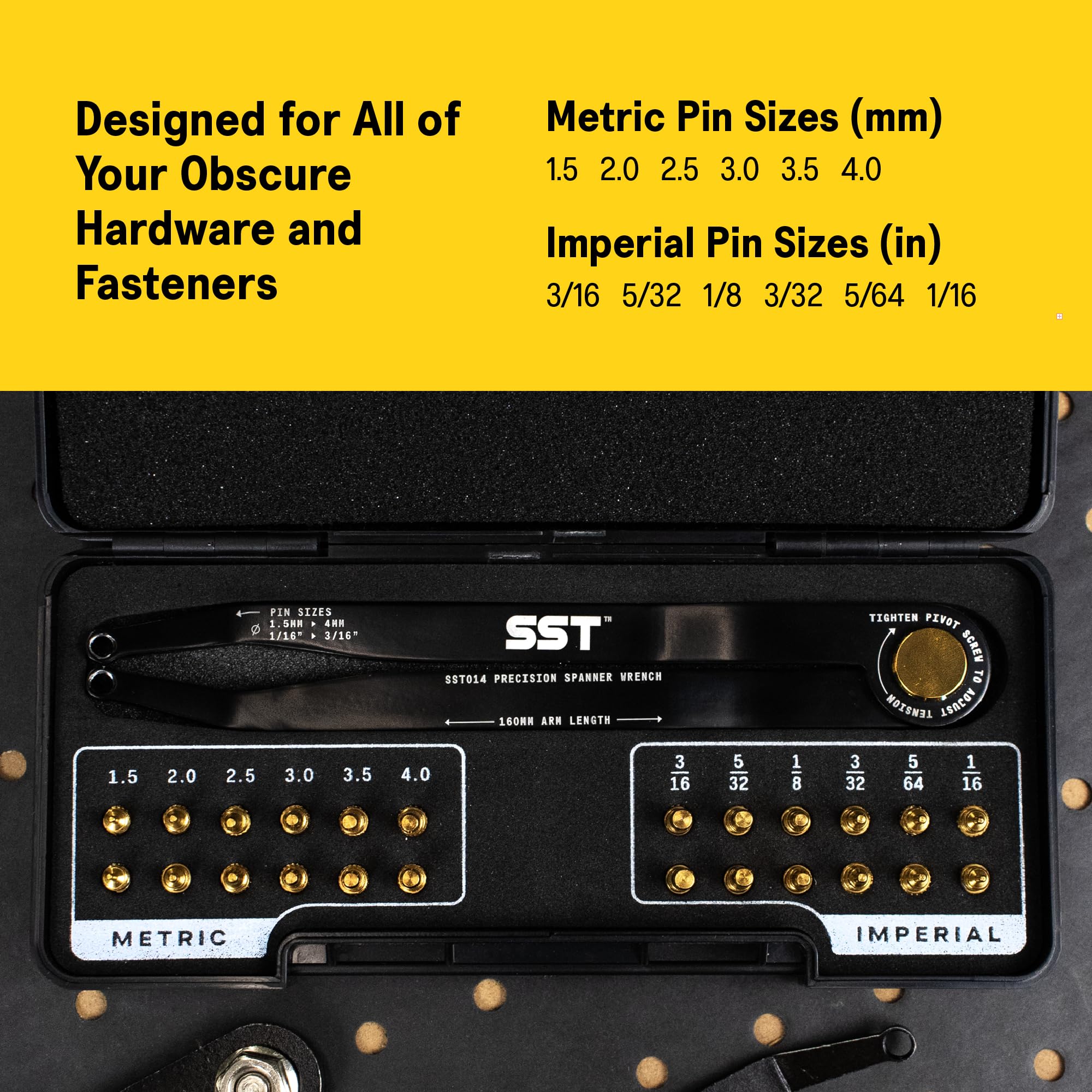 SST tool showing 160mm arm for extended reach in tight spaces.