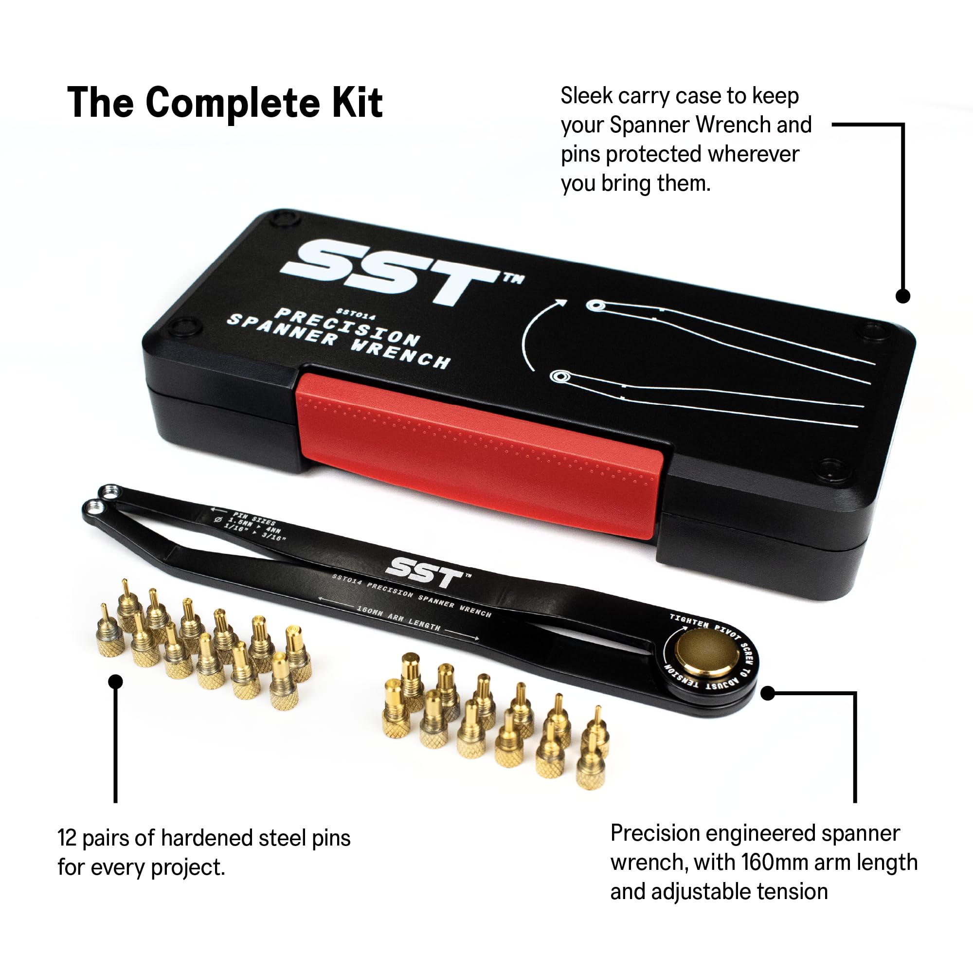 180° pivot feature of SST Spanner Wrench enables access around obstacles.
